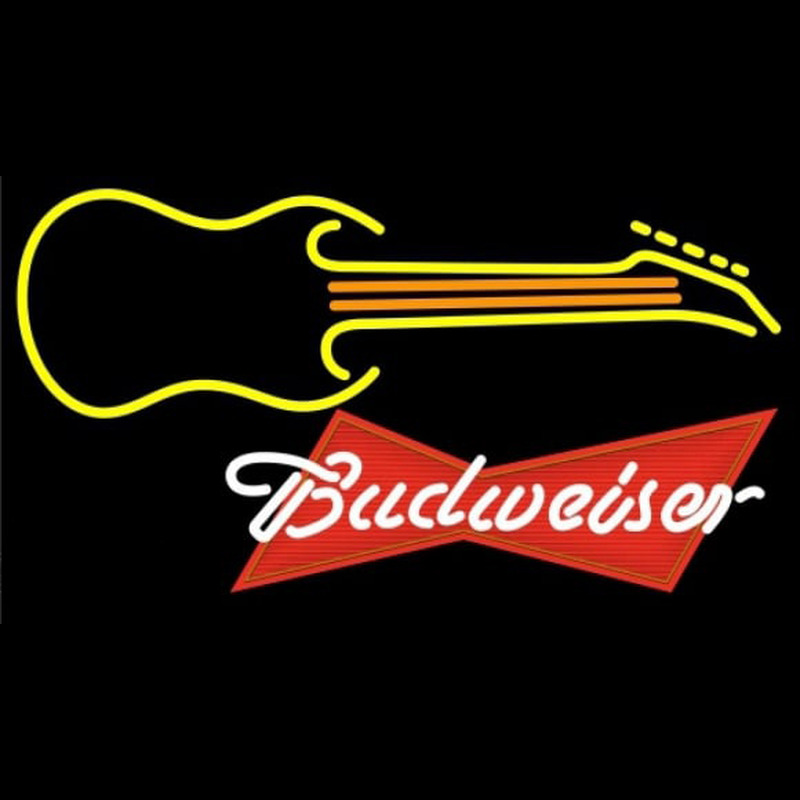 Budweiser Red Guitar Yellow Orange Beer Sign Neonreclame