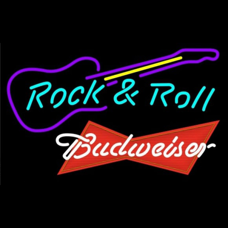 Budweiser Red Rock N Roll Guitar Beer Sign Neonreclame