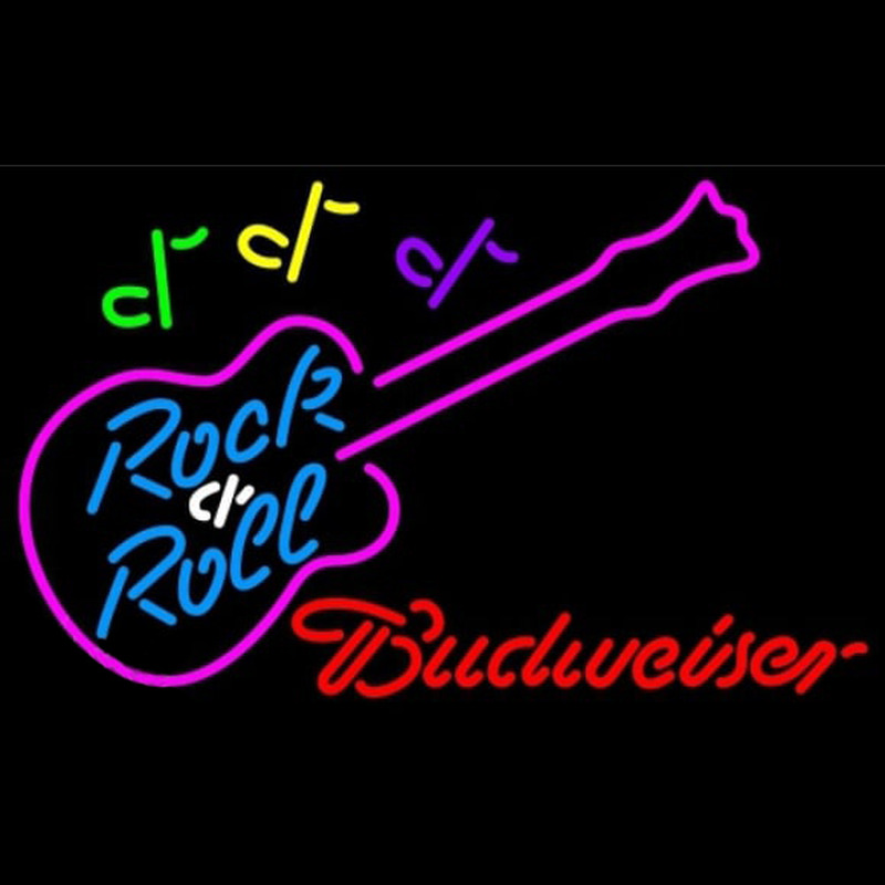 Budweiser Rock N Roll Pink Guitar Beer Sign Neonreclame