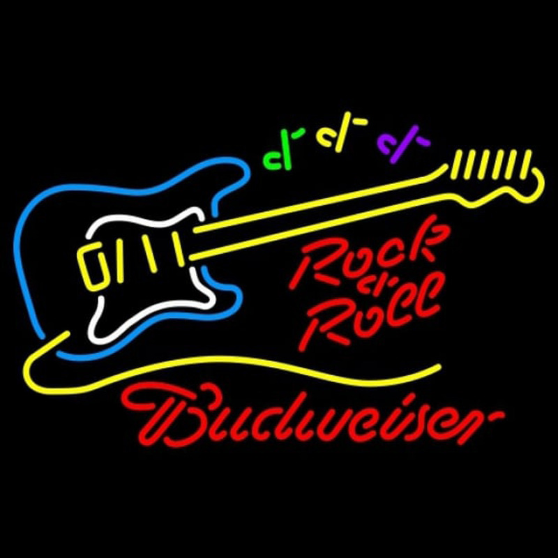 Budweiser Rock N Roll Yellow Guitar Beer Sign Neonreclame