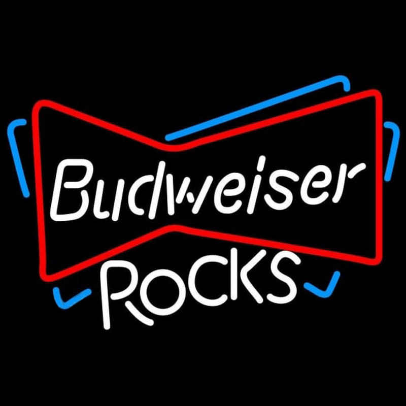 Budweiser Rocks Bowtie Beer Sign Neonreclame