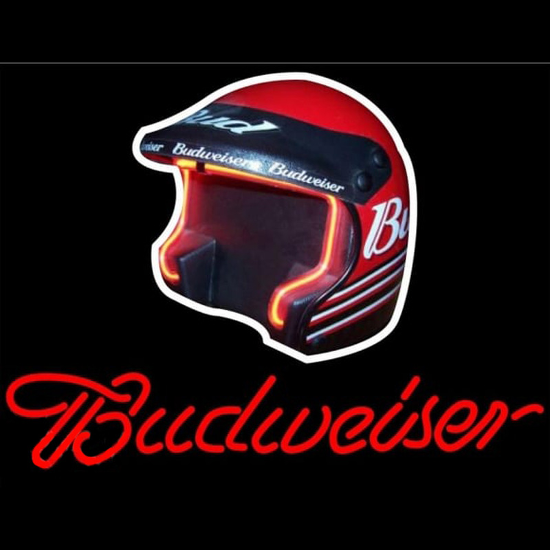 Budweiser Vintage Hascar Helmet Beer Sign Neonreclame