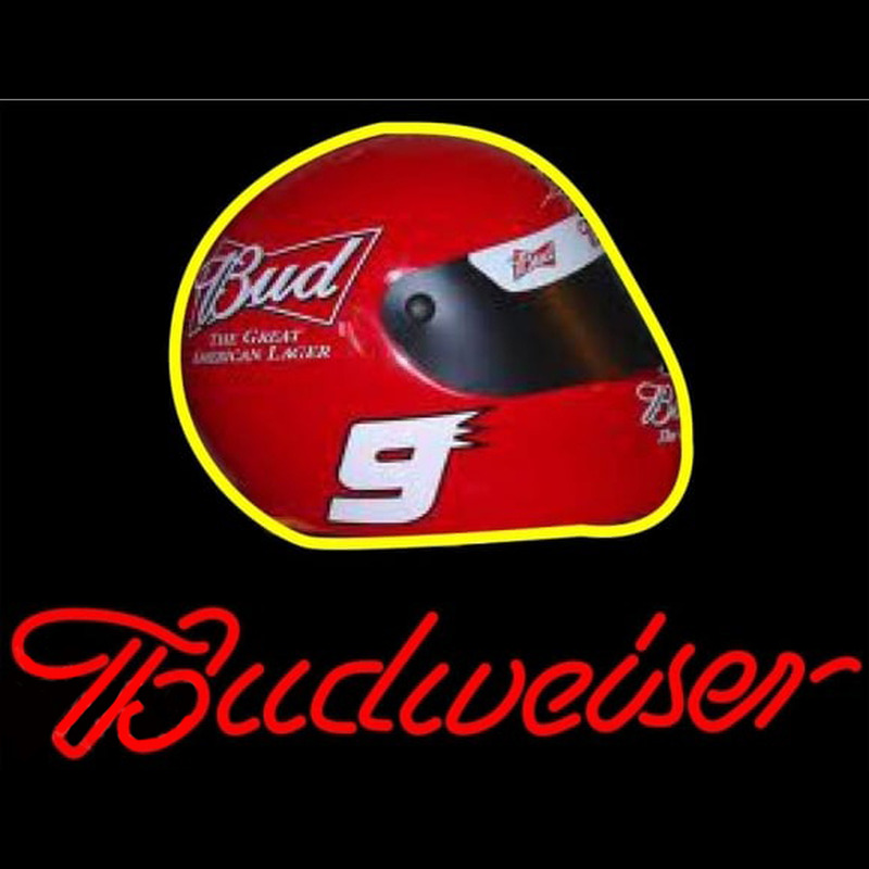 Budweiser Vintage Hascar Helmet7 Beer Sign Neonreclame