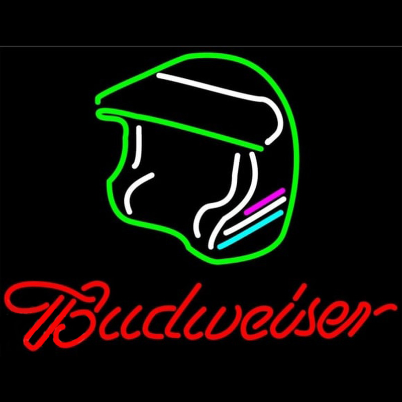 Budweiser Vintage Hascar Helmet8 Beer Sign Neonreclame