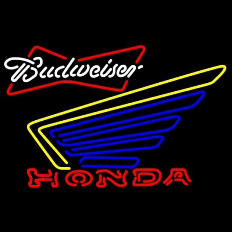 Budweiser White Honda Motorcycle Gold Wing Beer Sign Neonreclame