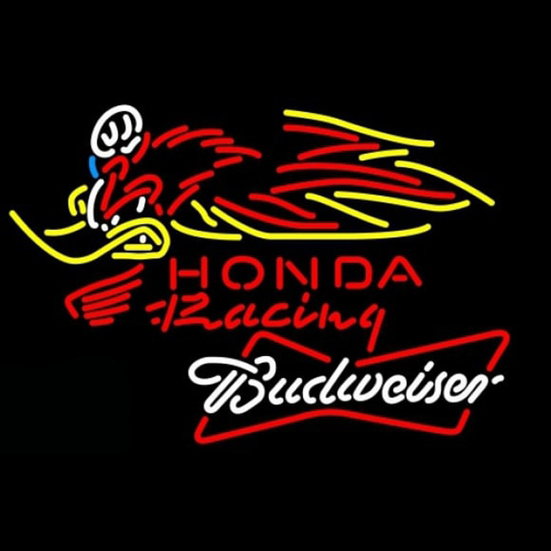 Budweiser White Honda Racing Woody Woodpecker Crf 250 450 Motorcycle Beer Sign Neonreclame