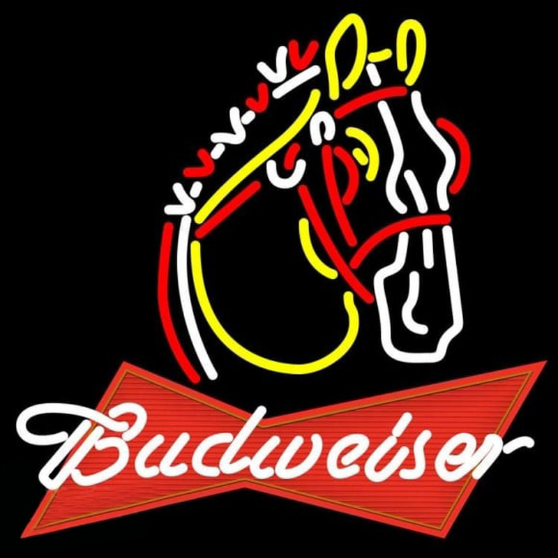 Budweiser White Logo Horse Beer Sign Neonreclame