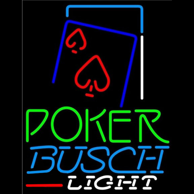 Busch Light Green Poker Red Heart Beer Sign Neonreclame