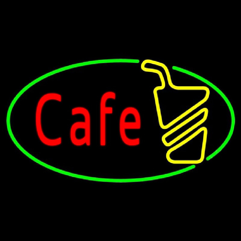 Cafe Red With Green Border Neonreclame