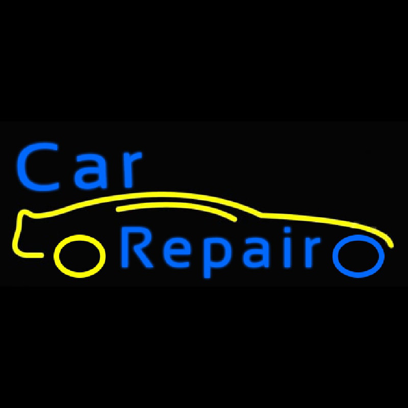 Car Repair Yellow Car Neonreclame