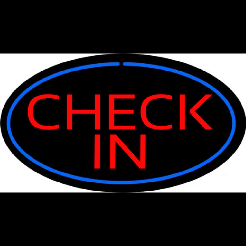 Check In Oval Blue Neonreclame