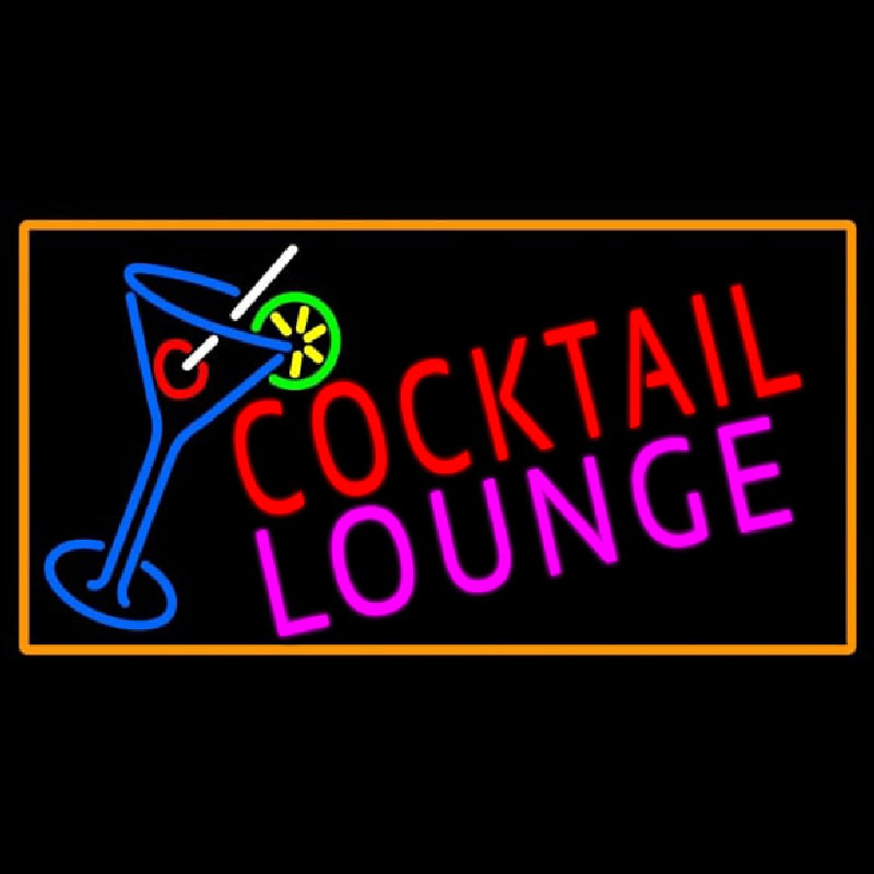 Cocktail Lounge And Martini Glass With Orange Border Neonreclame