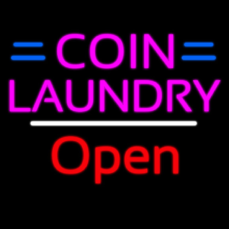 Coin Laundry Open White Line Neonreclame