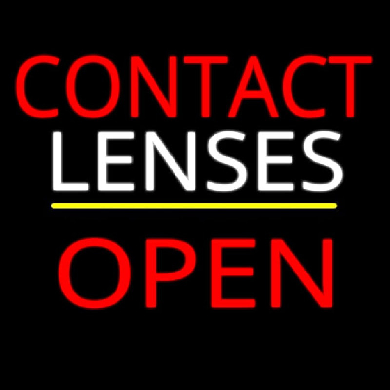 Contact Lenses Block Open Yellow Line Neonreclame