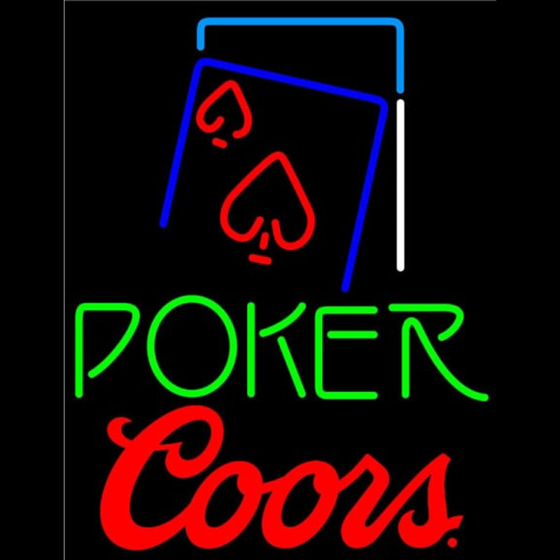 Coors Green Poker Red Heart Neonreclame