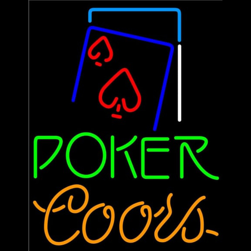 Coors Green Poker Red Heart Neonreclame