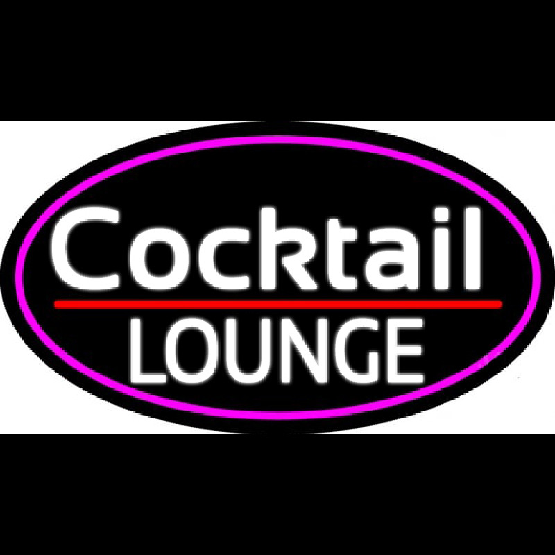 Cursive Cocktail Lounge Oval With Pink Border Neonreclame