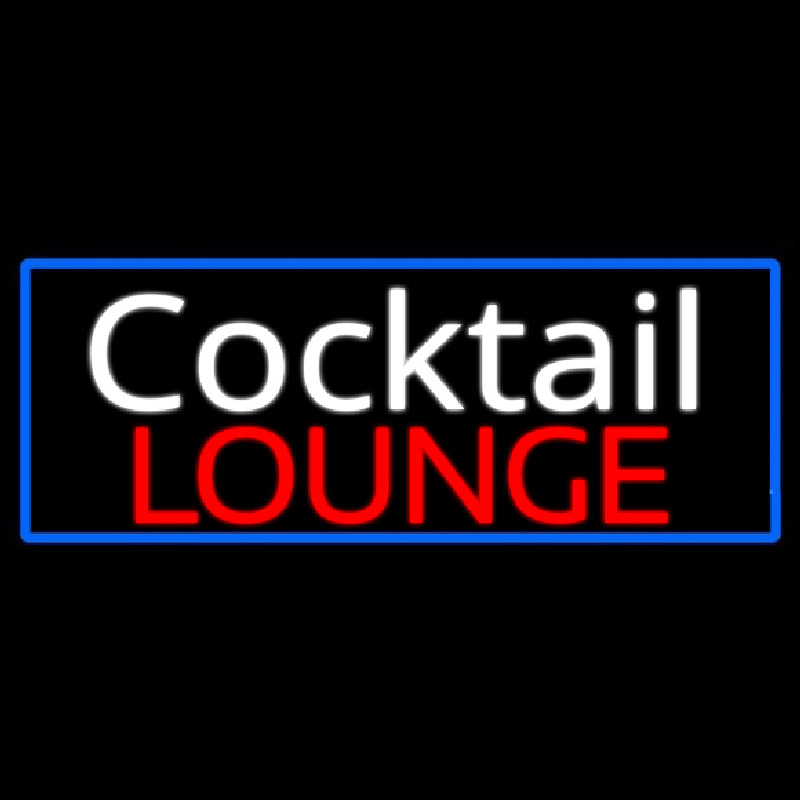 Cursive Cocktail Lounge With Blue Border Neonreclame