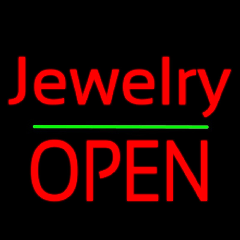 Cursive Jewelry Green Line Open Neonreclame