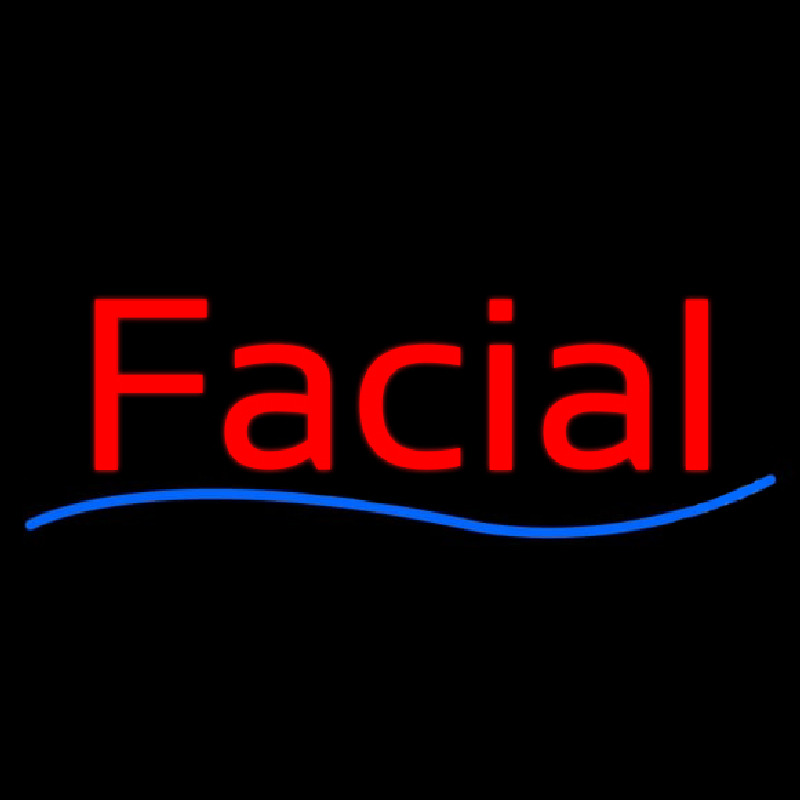 Cursive Red Facial Blue Waves Neonreclame