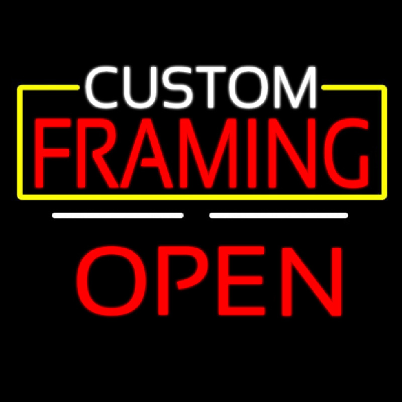 Custom Framing Open White Line Neonreclame