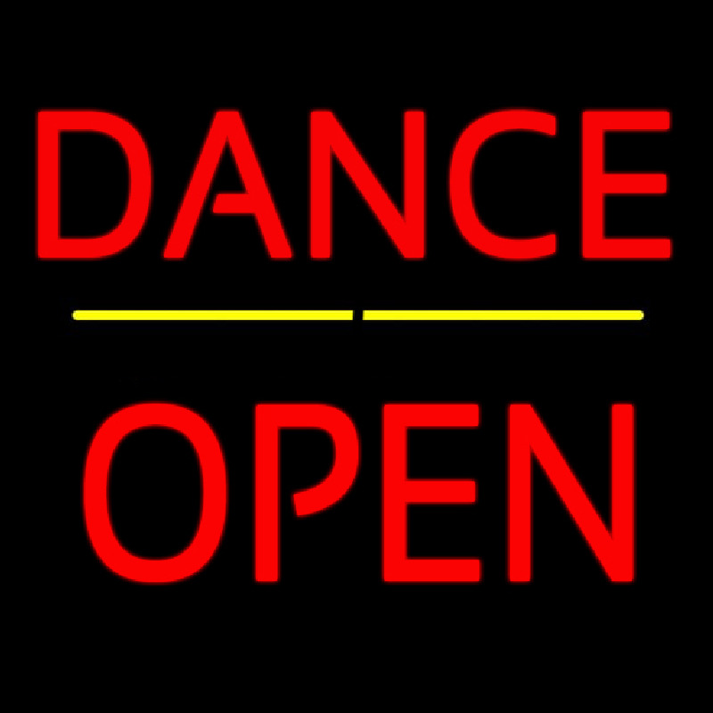 Dance Block Open Yellow Line Neonreclame