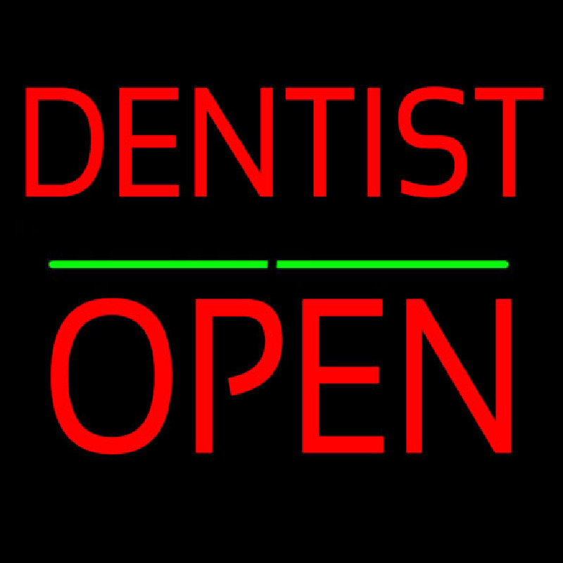 Dentist Block Open Green Line Neonreclame