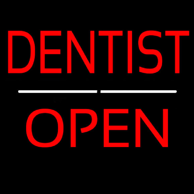 Dentist Open White Line Neonreclame