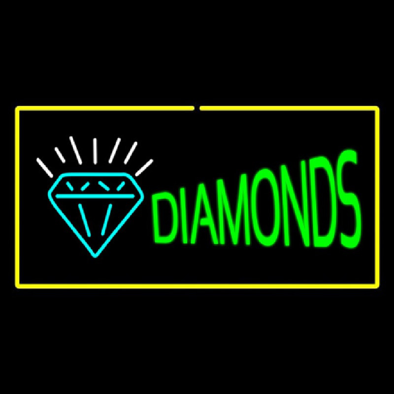 Diamonds Logo Yellow Rectangle Neonreclame