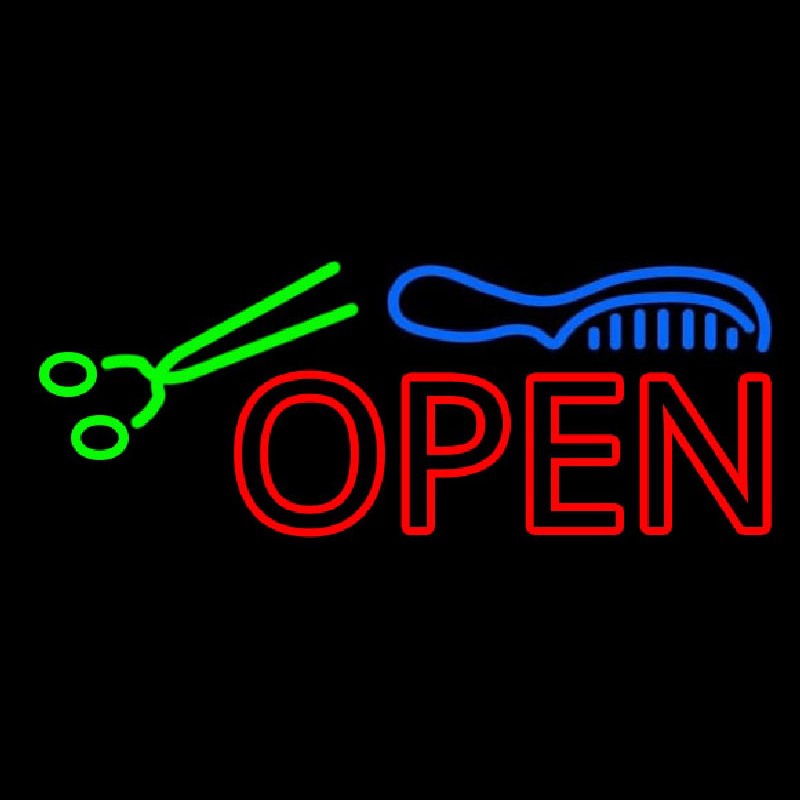 Double Stroke Open With Scissor And Comb Neonreclame