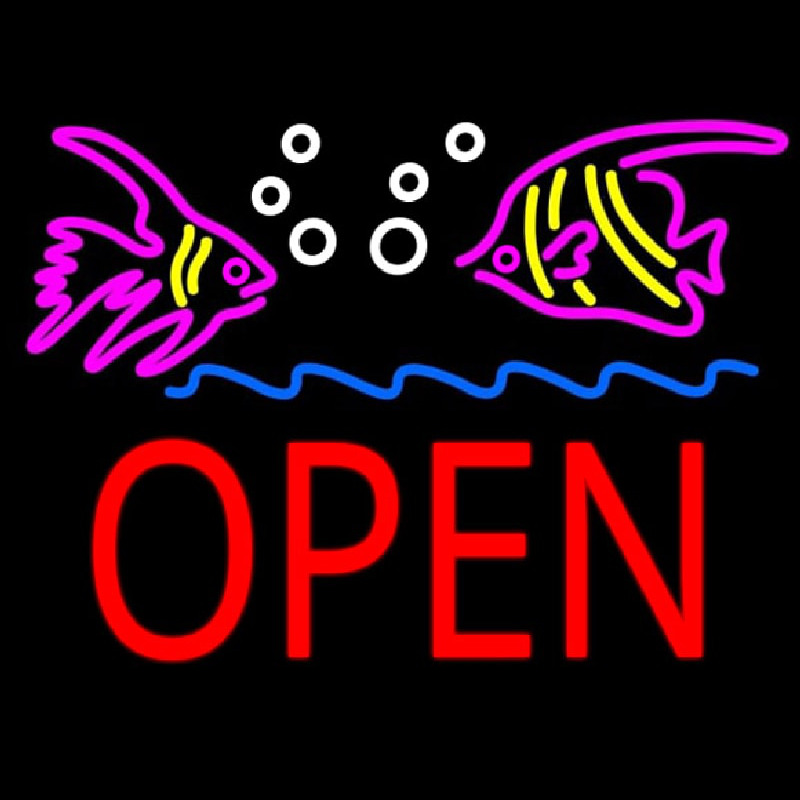 Fish Logo Block Open Neonreclame