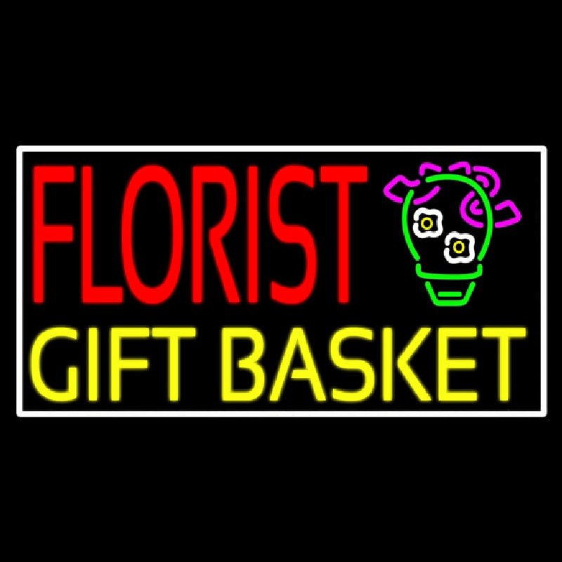 Florist Gifts Baskets White Border Neonreclame