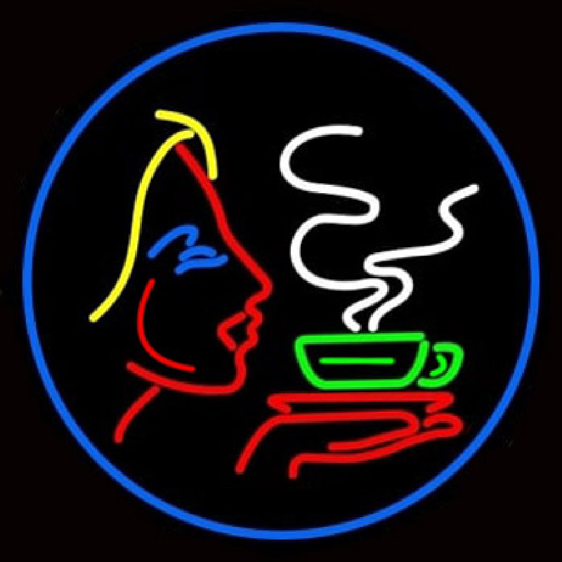Girl Logo With Hot Coffee Neonreclame