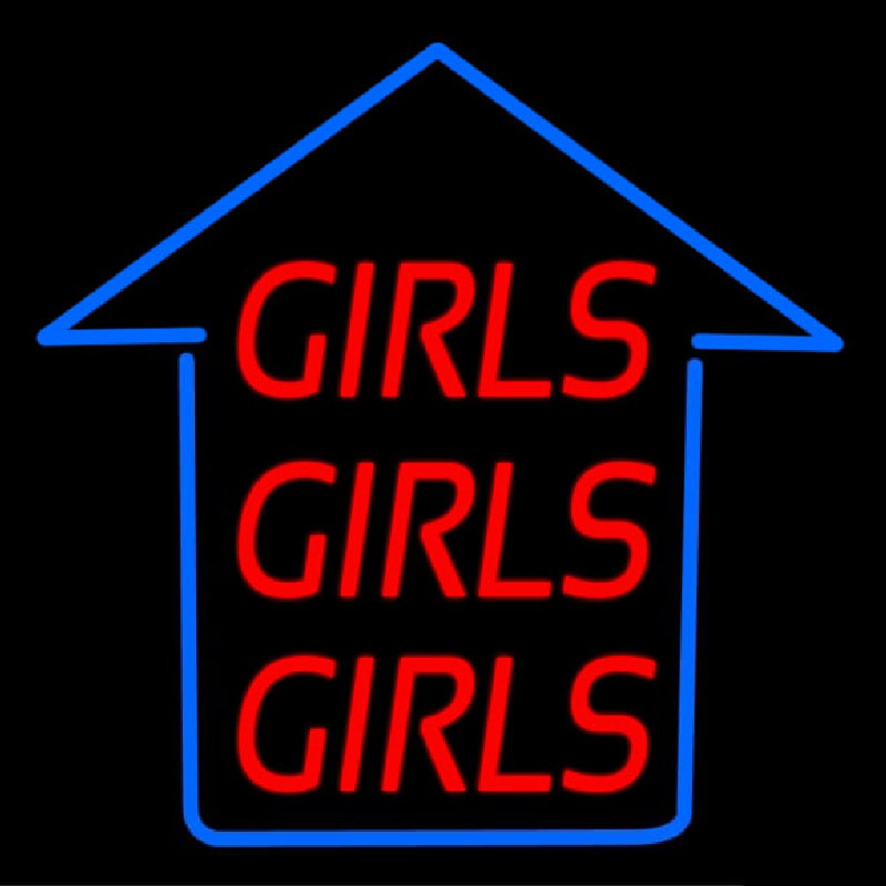 Girls Girls Girls Blue Arrow Neonreclame