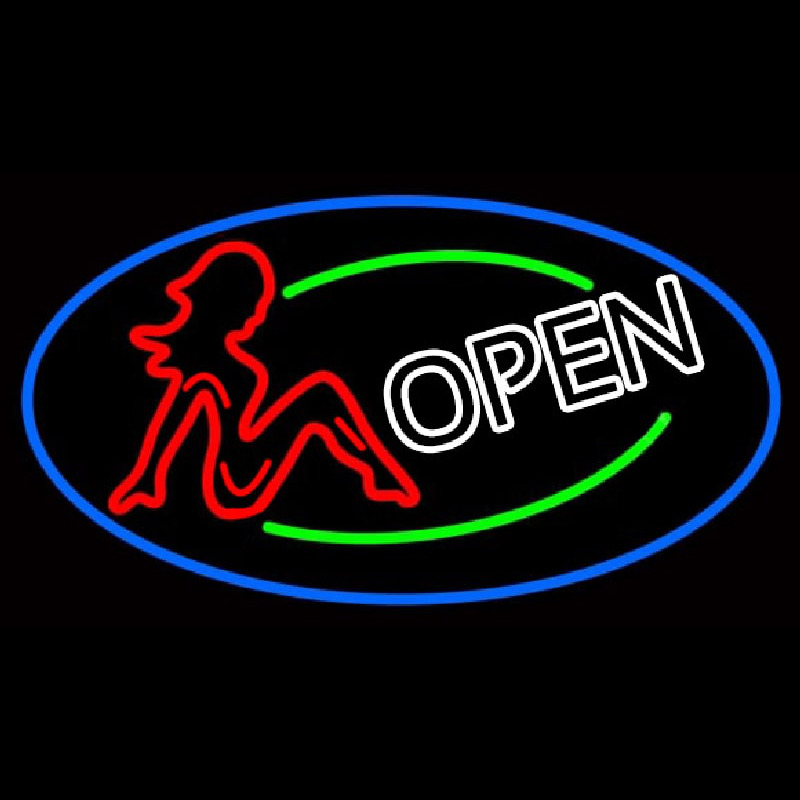 Girls Open With Blue Border Neonreclame