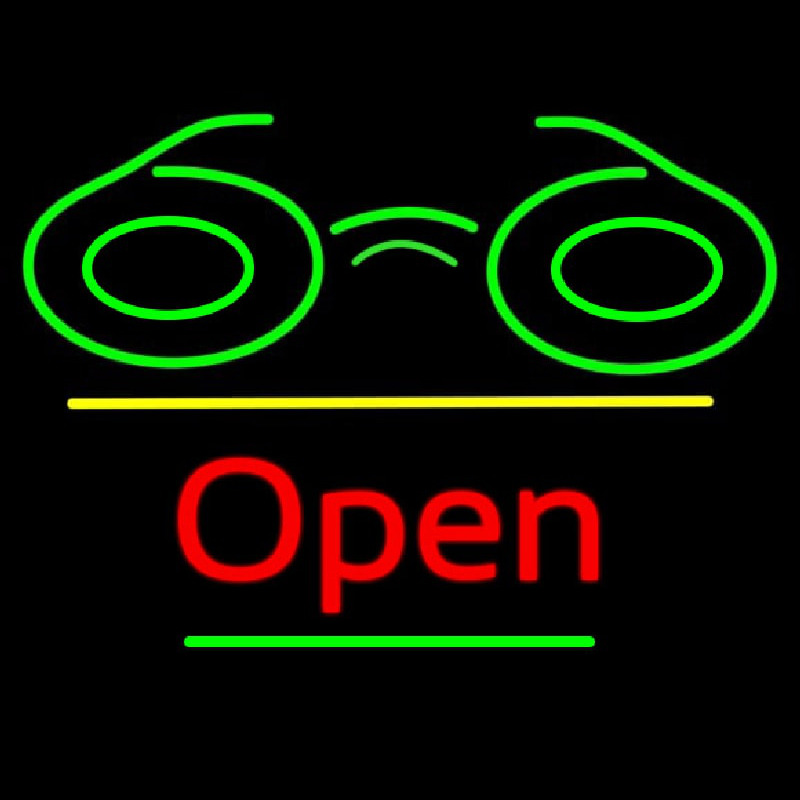 Glasses Logo Open Yellow Line Neonreclame