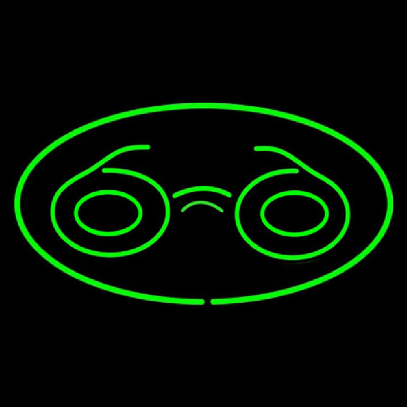 Glasses Logo Oval Green Neonreclame