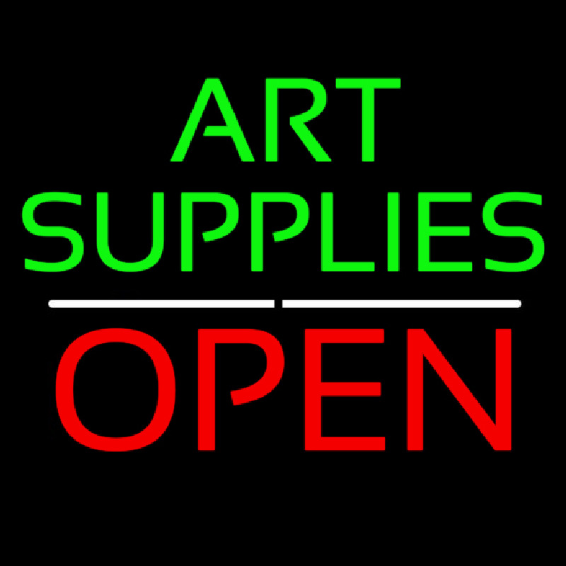 Green Art Supplies With Open 1 Neonreclame