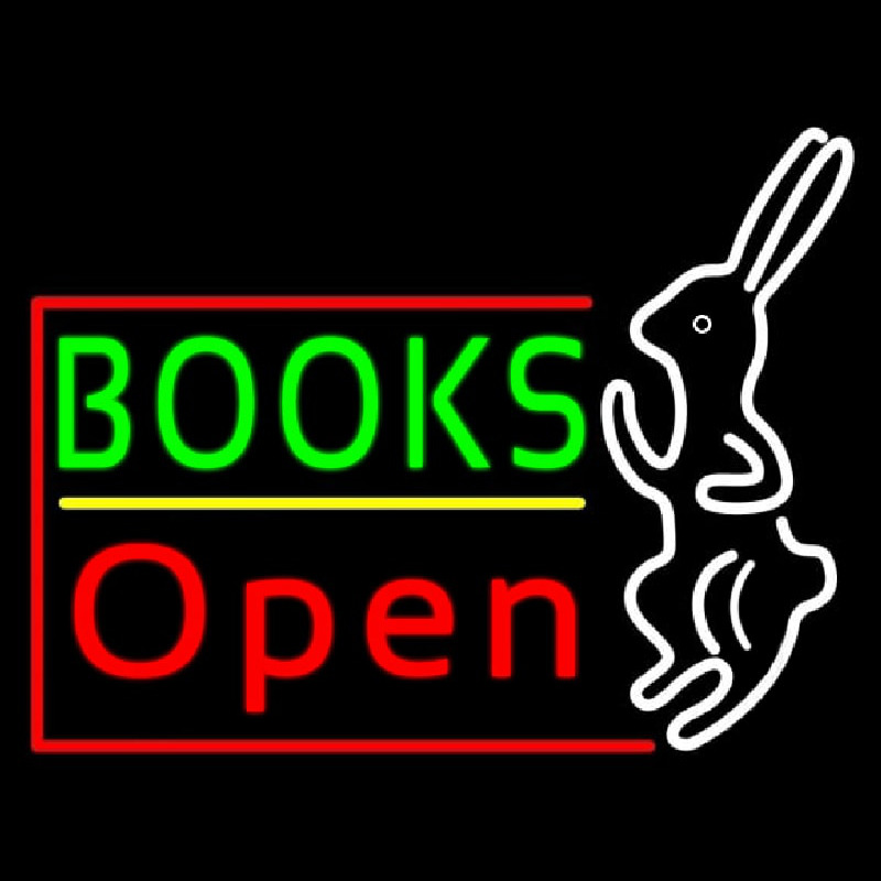 Green Books With Rabbit Logo Open Neonreclame