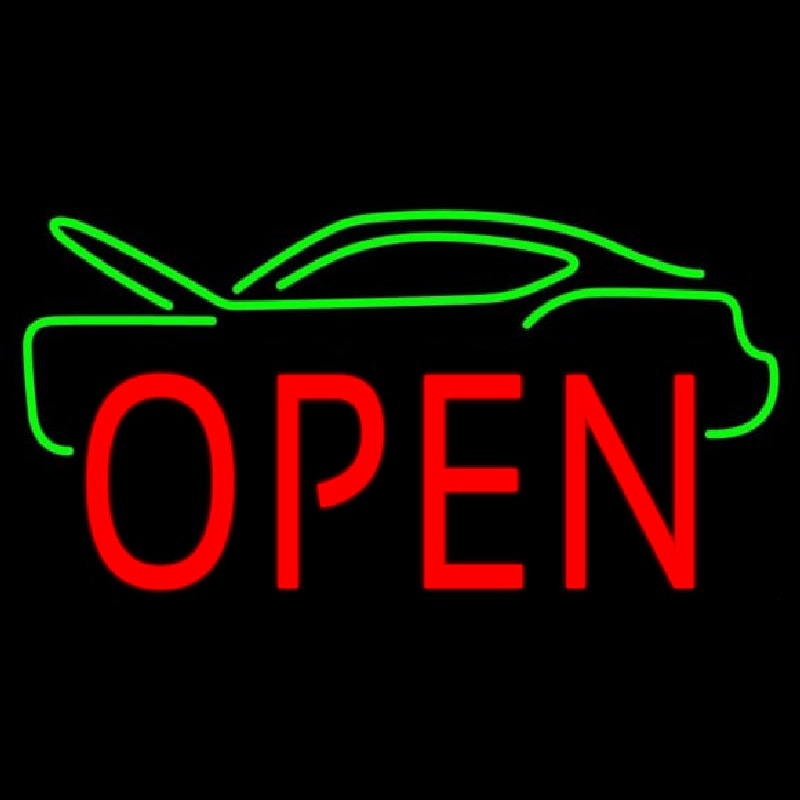 Green Car Red Open Neonreclame