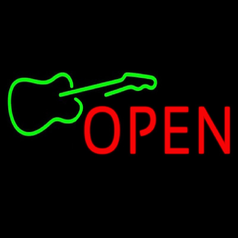 Green Guitar Open Neonreclame