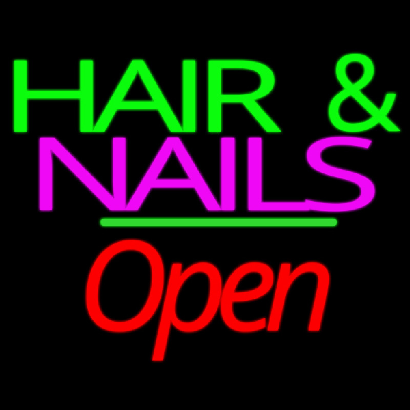 Green Hair And Nails Open Neonreclame