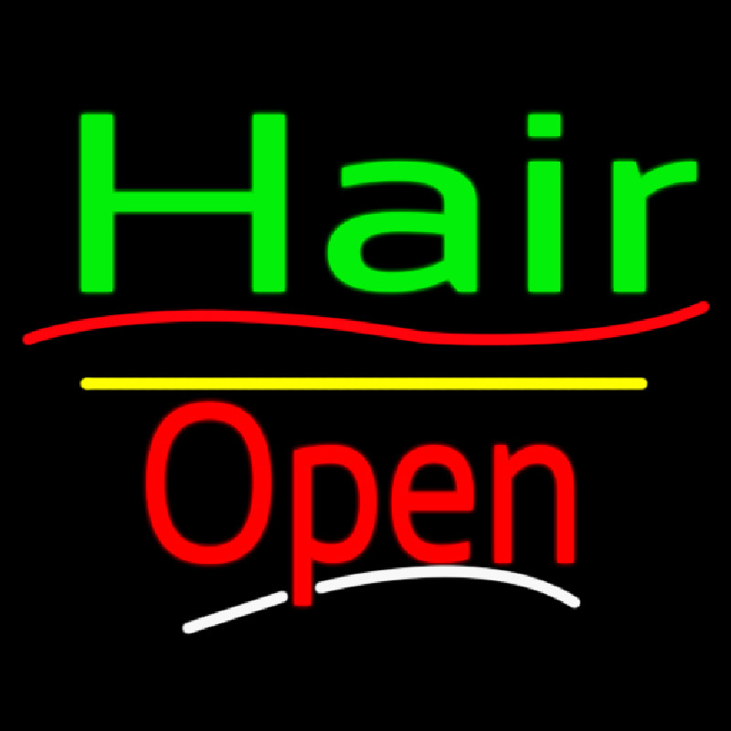 Green Hair Open Yellow Line Neonreclame