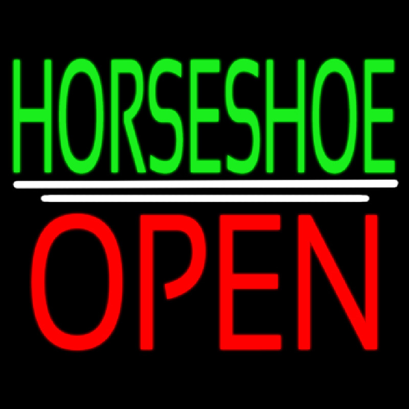 Green Horseshoe Open Neonreclame