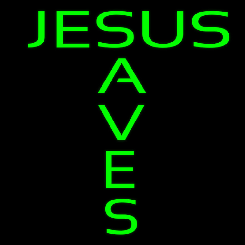 Green Jesus Saves Neonreclame