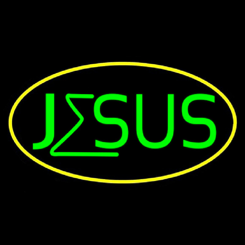 Green Jesus Yellow Border Neonreclame