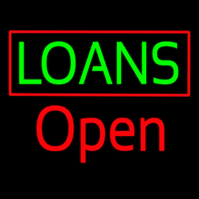 Green Loans Red Border Open Neonreclame