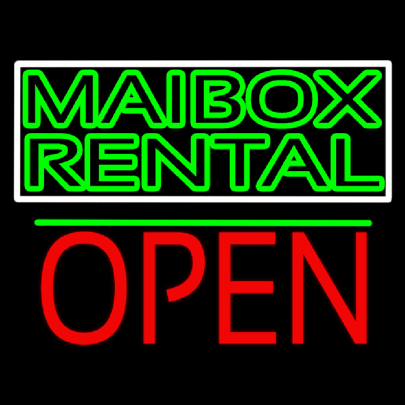 Green Mailbo  Rental Block With Open 1 Neonreclame