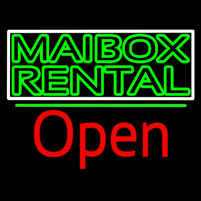 Green Mailbo  Rental Block With Open 2 Neonreclame