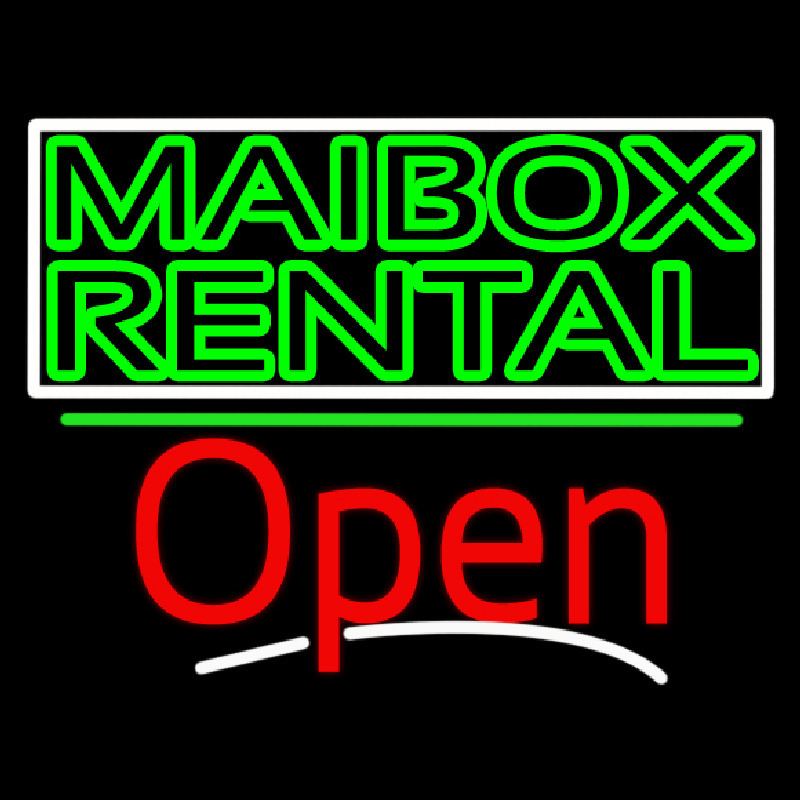 Green Mailbo  Rental Block With Open 3 Neonreclame